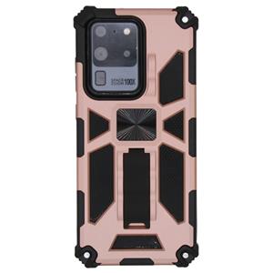 huismerk Voor Galaxy S20 Ultra Shockproof TPU + PC Magnetic Protective Case met houder (Rose Gold)