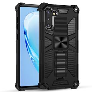 huismerk Voor Galaxy Note 10 Schokbestendige TPU + pc magnetische beschermhoes met houder(zwart)