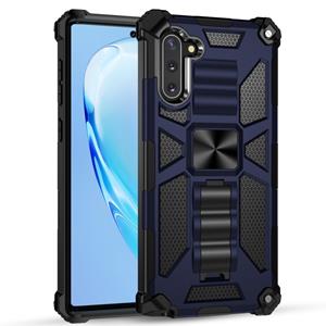 huismerk Voor Galaxy Note 10 Schokbestendige TPU + pc magnetische beschermhoes met houder(blauw)