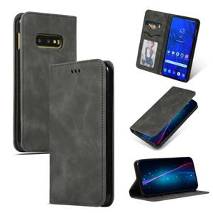 huismerk Retro huid voelen Business magnetische horizontale Flip lederen case voor Samsung Galaxy S10 E (donkergrijs)