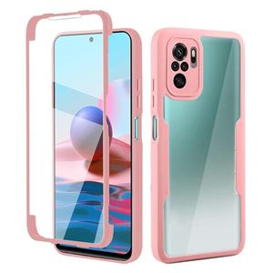 huismerk For Xiaomi Redmi Note 10 / Note 10s Acrylic + TPU 360 Degrees Full Coverage Shockproof Phone Case(Pink)