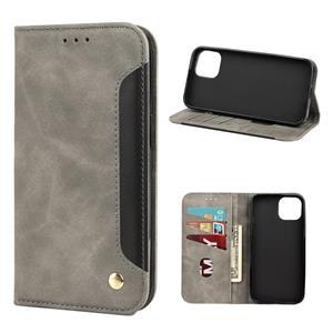 huismerk Huid Feel Splicing Leather Telefoon Case voor iPhone 13 (Gray)