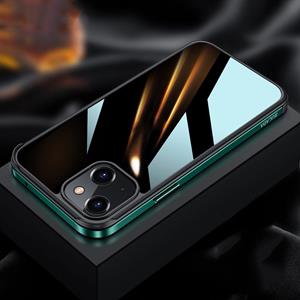 Sulada Metal Frame + Nano Glass + TPU Telefoon Case voor iPhone 13 Mini (Dark Night Green)