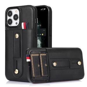 huismerk Polsband Standstand Wallet Lederen telefoonhoesje voor iPhone 13 Pro