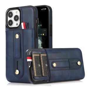 huismerk Polsband Standstand Wallet Lederen telefoonhoesje voor iPhone 13 Pro