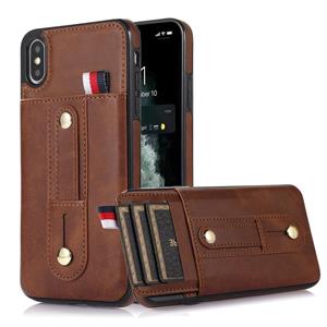 huismerk Polsband Standstand Wallet Lederen telefoonhoesje voor iPhone XR