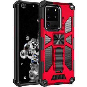 huismerk Voor Samsung Galaxy S20 Ultra Shockproof TPU + PC Magnetische Beschermhoes met Houder (Rood)