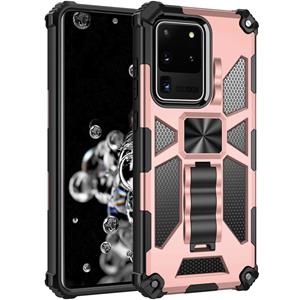 huismerk Voor Samsung Galaxy S20 Ultra Shockproof TPU + PC Magnetische Beschermhoes met Houder (Rose Gold)