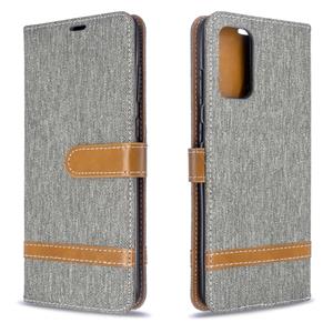 huismerk Voor Galaxy S20+ Color Matching Denim Texture Horizontal Flip PU Leather Case met Holder & Card Slots & Wallet & Lanyard(Grey)