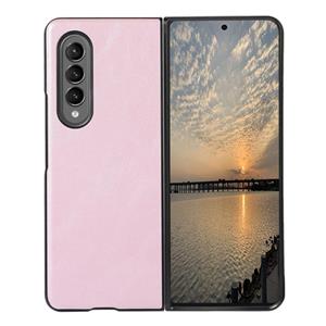 huismerk Voor Samsung Galaxy Z Fold3 5G Cowhide Texture PU-telefooncase (Pink)