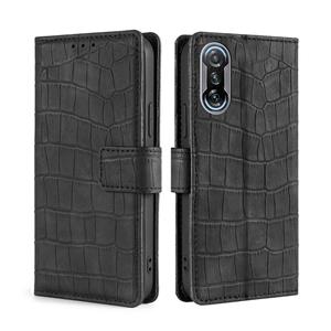 huismerk Voor Xiaomi Redmi K40 Gaming Skin Feel Crocodile Texture Magnetic Leather Phone Case (Black)