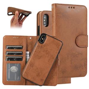 huismerk Voor iPhone XS / X KLT888-2 Retro 2 in 1 Afneembare Magnetische Horizontale Flip TPU + PU Lederen case met Holder & Card Slots & Photo Frame & Wallet(