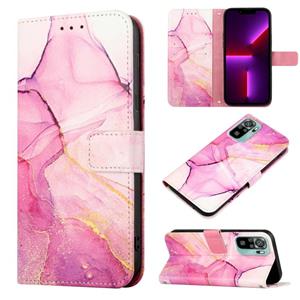 huismerk Voor Xiaomi Redmi Note 10 4G / OPMERKING 10S PT003 Marmeren Patroon Flip Leren Telefoonhoes (Roze Purple Gold LS001)