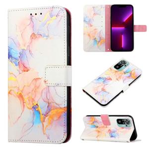 huismerk Voor Xiaomi Redmi Note 10 4G / OPMERKING 10S PT003 Marmeren Patroon Flip Lederen Telefoon Case (Galaxy Marble White LS004)