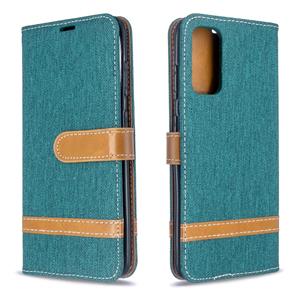 huismerk Voor Galaxy S20 Color Matching Denim Texture Horizontal Flip PU Leather Case met Holder & Card Slots & Wallet & Lanyard(Green)