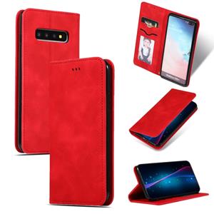 Retro huid voelen Business magnetische horizontale Flip lederen case voor Samsung Galaxy S10 plus (rood)