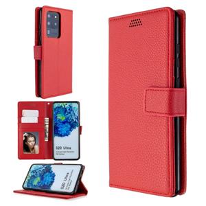 huismerk Voor Sansung Galaxy S20 Ultra Litchi Texture Horizontale Flip Lederen Case met Holder & Card Slots & Wallet & Photo Frame(Red)