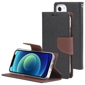 goospery Goosspery Fancy Diary Cross Pattern Horizontal Flip Lederen Case met Houder & Card Slots & Portemonnee voor iPhone 13 Mini (Black Brown)