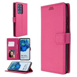 huismerk Voor Sansung Galaxy S20 Ultra Litchi Texture Horizontale Flip Lederen Case met Holder & Card Slots & Wallet & Photo Frame(Rose)