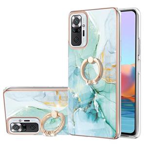 huismerk Voor Xiaomi Redmi Note 10 PRO / OPMERKING 10 PRO MAX ELEKTLOPLEREN MARBER PATROON IMD TPU schokbestendig geval met ringhouder (groen 003)