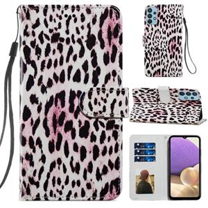 huismerk Voor Samsung Galaxy A32 4G Painted Pattern Horizontale Flip Lederen Case met Houder & Card Slots & Fotolijst (Leopard)