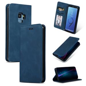 huismerk Retro huid voelen Business magnetische horizontale Flip lederen case voor Samsung Galaxy S9 (marineblauw)