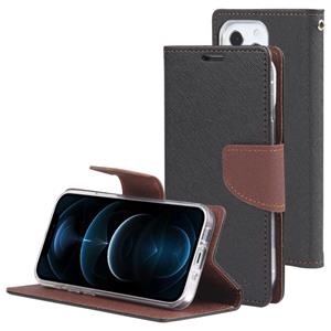 goospery Goosspery Fancy Diary Cross Pattern Horizontale Flip Lederen Case met Houder & Card Slots & Portemonnee voor iPhone 13 Pro (Black Brown)