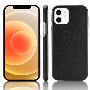 huismerk Voor iPhone 12 mini Shockproof Litchi Texture PC + PU Case(Zwart)