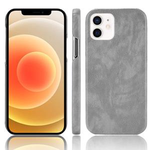 huismerk Voor iPhone 12 mini Shockproof Litchi Texture PC + PU Case(Grijs)