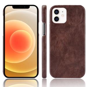 huismerk Voor iPhone 12 mini Shockproof Litchi Texture PC + PU Case(Braown)