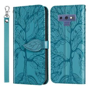 huismerk Voor Samsung Galaxy Note9 Life of Tree Embossing Pattern Horizontale Flip Lederen Case met Holder & Card Slot & Wallet & Photo Frame & Lanyard(Lake Bl