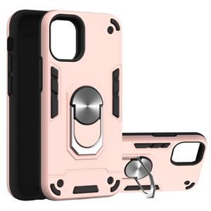 huismerk Voor iPhone 12 mini Armour Series PC + TPU beschermhoes met ringhouder(Rose Gold)