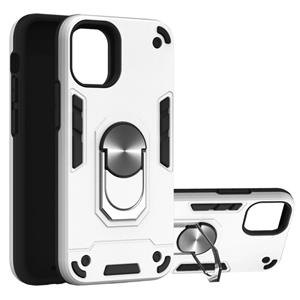 huismerk Voor iPhone 12 mini Armour Series PC + TPU beschermhoes met ringhouder(Zilver)