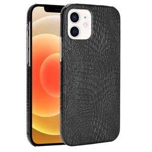 huismerk Voor iPhone 12 mini Shockproof Crocodile Texture PC + PU Case(Zwart)