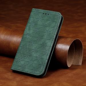 huismerk Voor iPhone 6 Plus Lucky Flowers Embossing Pattern Magnetic Horizontal Flip Leather Case met Holder & Card Slots (Donkergroen)