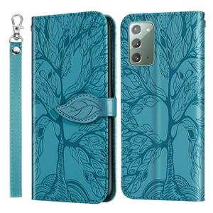 huismerk Voor Samsung Galaxy Note20 Life of Tree Embossing Pattern Horizontale Flip Lederen Case met Holder & Card Slot & Wallet & Photo Frame & Lanyard(Lake B