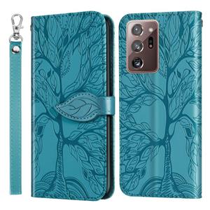 huismerk Voor Samsung Galaxy Note20 Ultra Life of Tree Embossing Pattern Horizontale Flip Lederen Case met Holder & Card Slot & Wallet & Photo Frame & Lanyard(