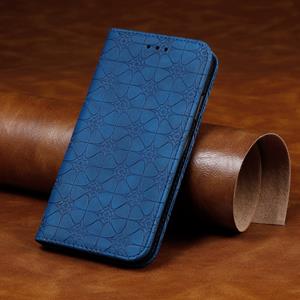 huismerk Voor iPhone X / XS Lucky Flowers Embossing Pattern Magnetic Horizontal Flip Leather Case with Holder & Card Slots(Dark Blue)