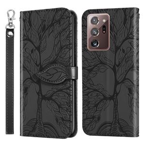 huismerk Voor Samsung Galaxy Note20 Ultra Life of Tree Embossing Pattern Horizontale Flip Lederen Case met Holder & Card Slot & Wallet & Photo Frame & Lanyard(