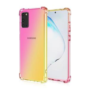 huismerk Voor Samsung Galaxy S20 Vierhoekair schokbestendige gradiëntkleur TPU-beschermhoes (roze goud)