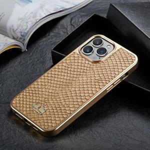 fierreshann Fierre Shann Snake Texture Electroplating PU -telefoonhoesje voor iPhone 13 Pro