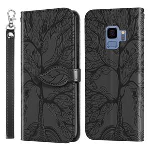 huismerk Voor Samsung Galaxy S9 Life of Tree Embossing Pattern Horizontale Flip Lederen Case met Holder & Card Slot & Wallet & Photo Frame & Lanyard(Zwart)