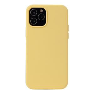 huismerk Voor iPhone 12 mini Solid Color Liquid Siliconen Schokbestendige beschermhoes (geel)