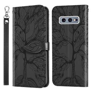 huismerk Voor Samsung Galaxy S10e Life of Tree Embossing Pattern Horizontale Flip Lederen Case met Holder & Card Slot & Wallet & Photo Frame & Lanyard(Zwart)