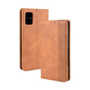 huismerk Voor Galaxy S20+ Magnetic Buckle Retro Crazy Horse Texture Horizontal Flip Leather Case met Holder & Card Slots & Photo Frame(Brown)