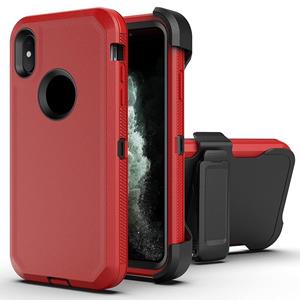 huismerk Robot schokbestendige siliconen + pc-beschermhoes met rugklemhouder voor iPhone XS / X (rood zwart)