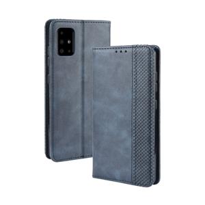 huismerk Voor Galaxy S20+ Magnetic Buckle Retro Crazy Horse Texture Horizontal Flip Leather Case met Holder & Card Slots & Photo Frame(Blue)