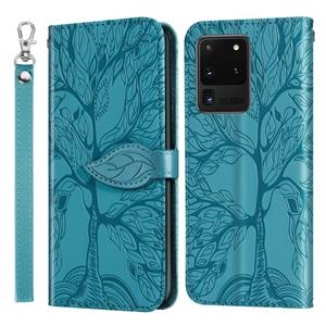 huismerk Voor Samsung Galaxy S20 Ultra Life of Tree Embossing Pattern Horizontale Flip Lederen Case met Holder & Card Slot & Wallet & Photo Frame & Lanyard(Lak