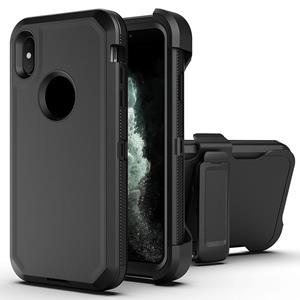 huismerk Robot schokbestendige siliconen + pc-beschermhoes met back cliphouder voor iPhone XS max (zwart zwart)