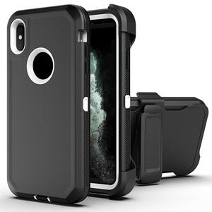 huismerk Robot schokbestendige siliconen + pc-beschermhoes met rugklemhouder voor iPhone XS MAX (zwart wit)